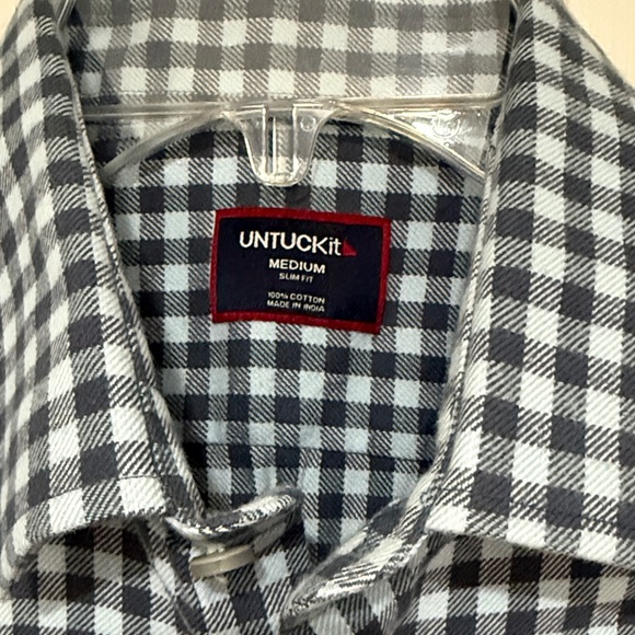Men's UnTuckit Blue Checkered Flannel Shirt - Picture 2 of 6